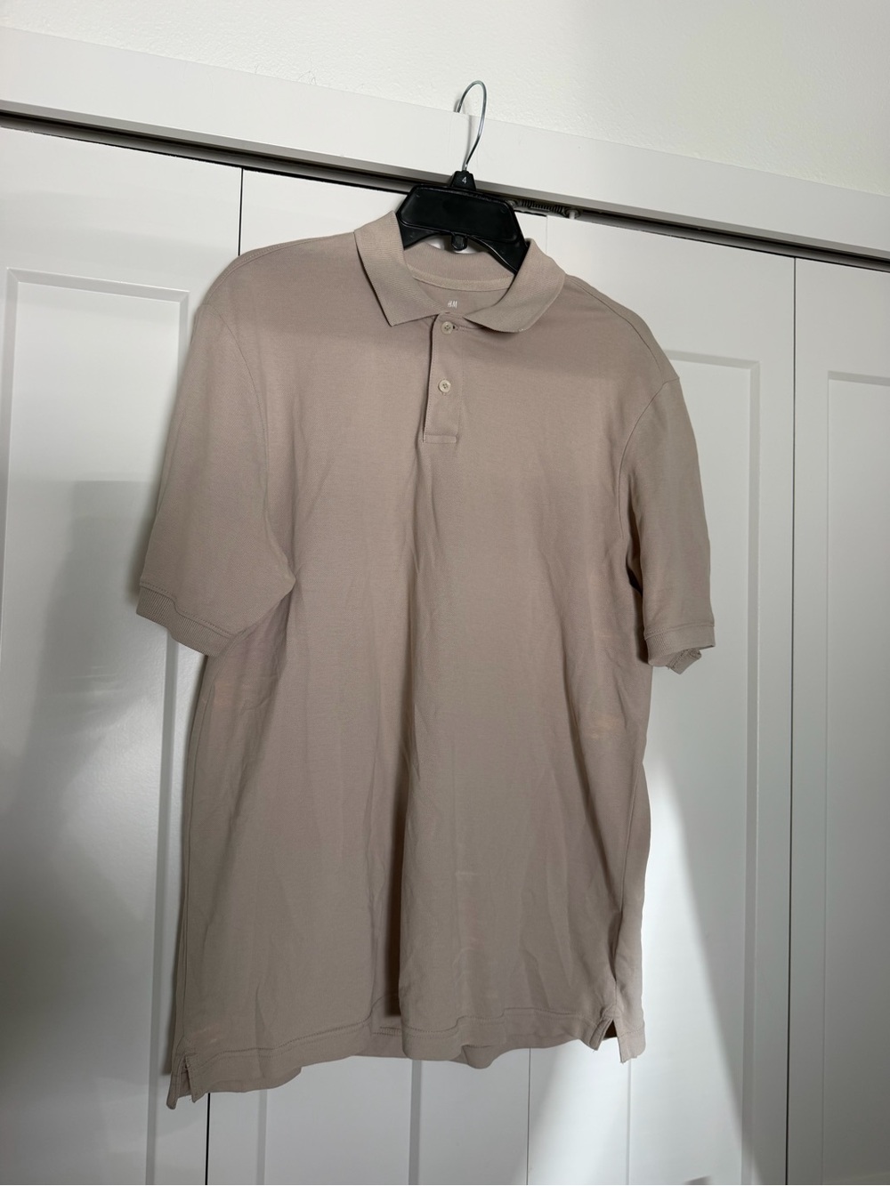H&M Men's Polo Shirt in Light Beige - Classic Short Sleeve